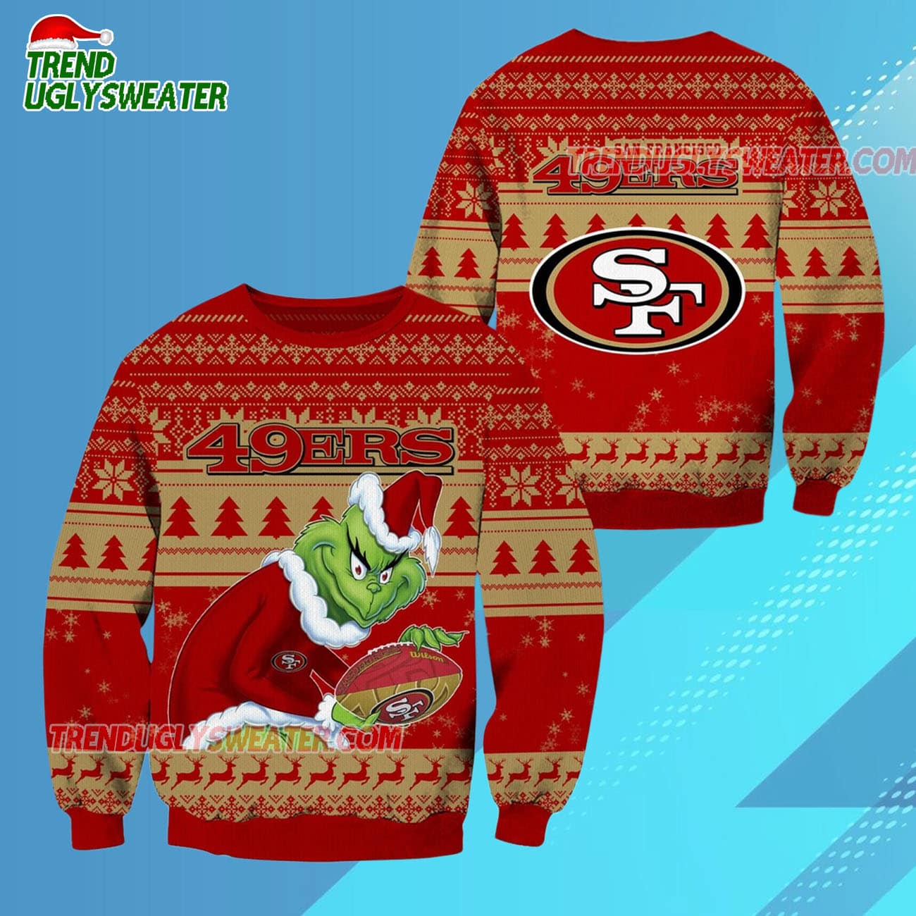 San Francisco 49ers Football Grinch Christmas Ugly Sweater San Francisco 49ers Football Grinch Christmas Ugly Sweater