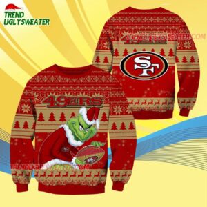 San Francisco 49ers Football Grinch Christmas Ugly Sweater 4