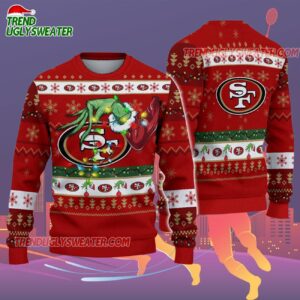 San Francisco 49ers Special Grinchs Hand Football Christmas Ugly Sweater 2
