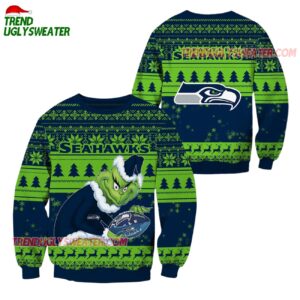 Seattle Seahawks Football Grinch Christmas Ugly Sweater 1