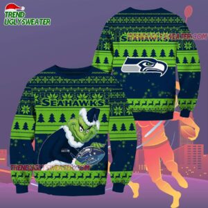 Seattle Seahawks Football Grinch Christmas Ugly Sweater 2
