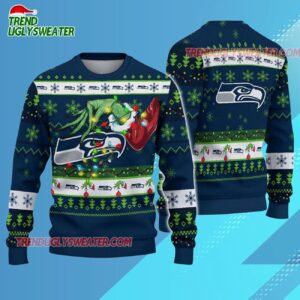 Seattle Seahawks Special Grinchs Hand Football Christmas Ugly Sweater 2 Seattle Seahawks Special Grinchs Hand Football Christmas Ugly Sweater 3