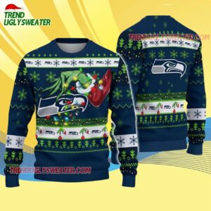 Seattle Seahawks Special Grinchs Hand Football Christmas Ugly Sweater 3 Seattle Seahawks Special Grinchs Hand Football Christmas Ugly Sweater 4