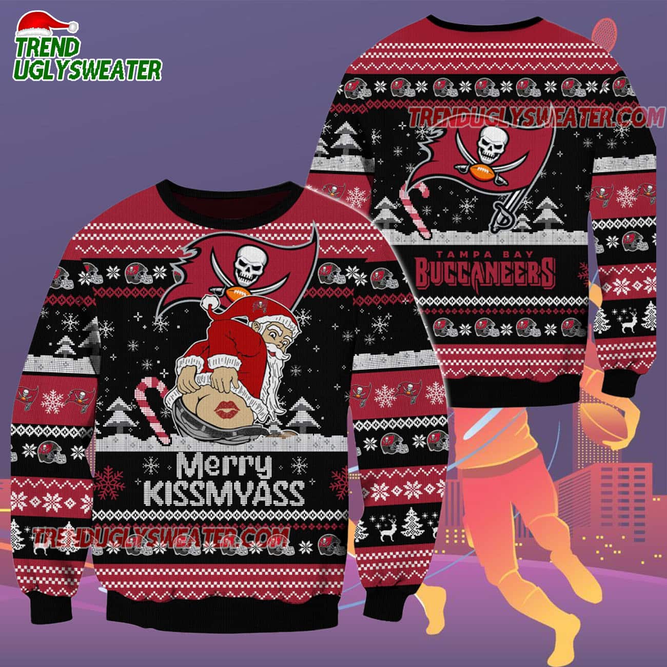 Tampa Bay Buccaneers Merrykissmyass Funny Santa Claus Christmas Ugly Sweater Tampa Bay Buccaneers Merrykissmyass Funny Santa Claus Christmas Ugly Sweater