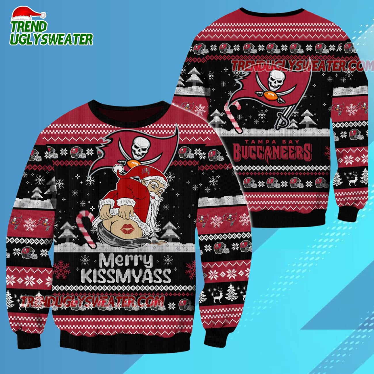 Tampa Bay Buccaneers Merrykissmyass Funny Santa Claus Christmas Ugly Sweater Tampa Bay Buccaneers Merrykissmyass Funny Santa Claus Christmas Ugly Sweater
