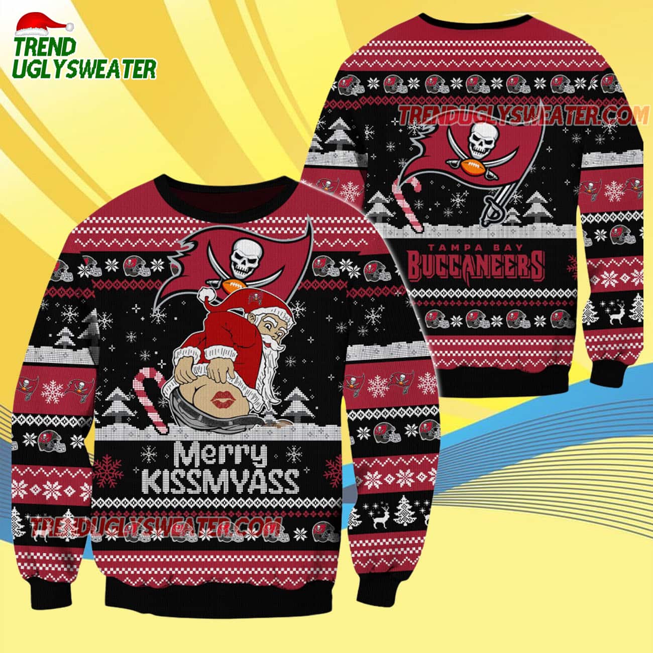 Tampa Bay Buccaneers Merrykissmyass Funny Santa Claus Christmas Ugly Sweater Tampa Bay Buccaneers Merrykissmyass Funny Santa Claus Christmas Ugly Sweater