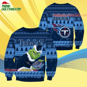 Tennessee Titans Football Grinch Christmas Ugly Sweater 4