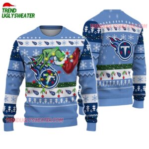 Tennessee Titans Special Grinchs Hand Football Christmas Ugly Sweater 1