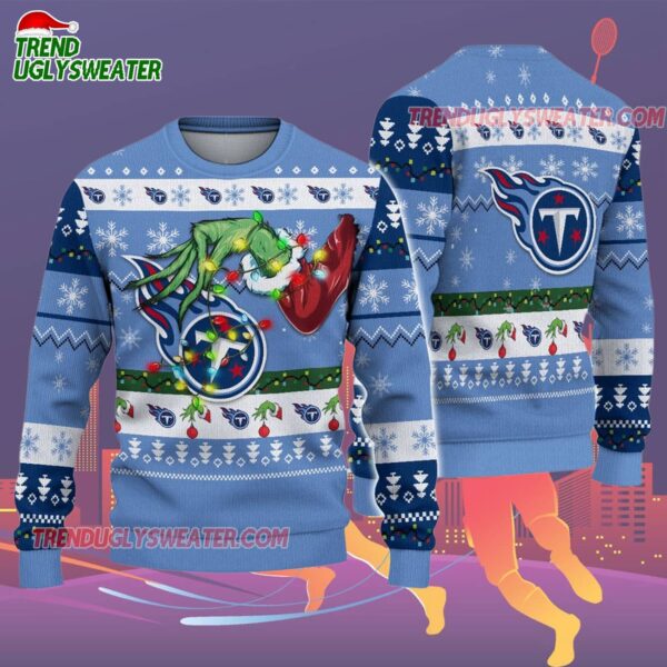 Tennessee Titans Special Grinchs Hand Football Christmas Ugly Sweater 2