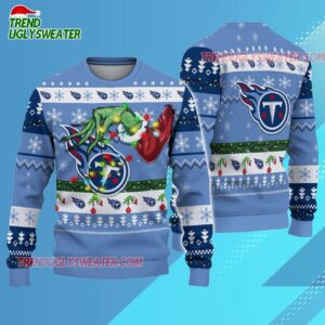 Tennessee Titans Special Grinchs Hand Football Christmas Ugly Sweater 3