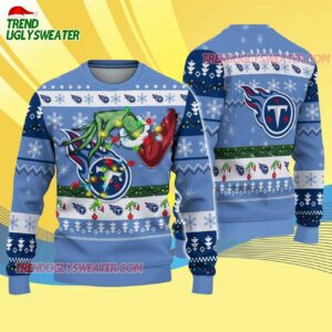 Tennessee Titans Special Grinchs Hand Football Christmas Ugly Sweater 4