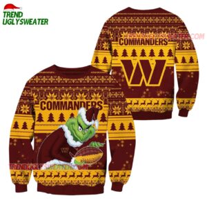 Washington Commanders Football Grinch Christmas Ugly Sweater 1