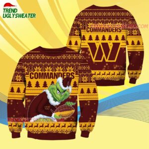 Washington Commanders Football Grinch Christmas Ugly Sweater 4