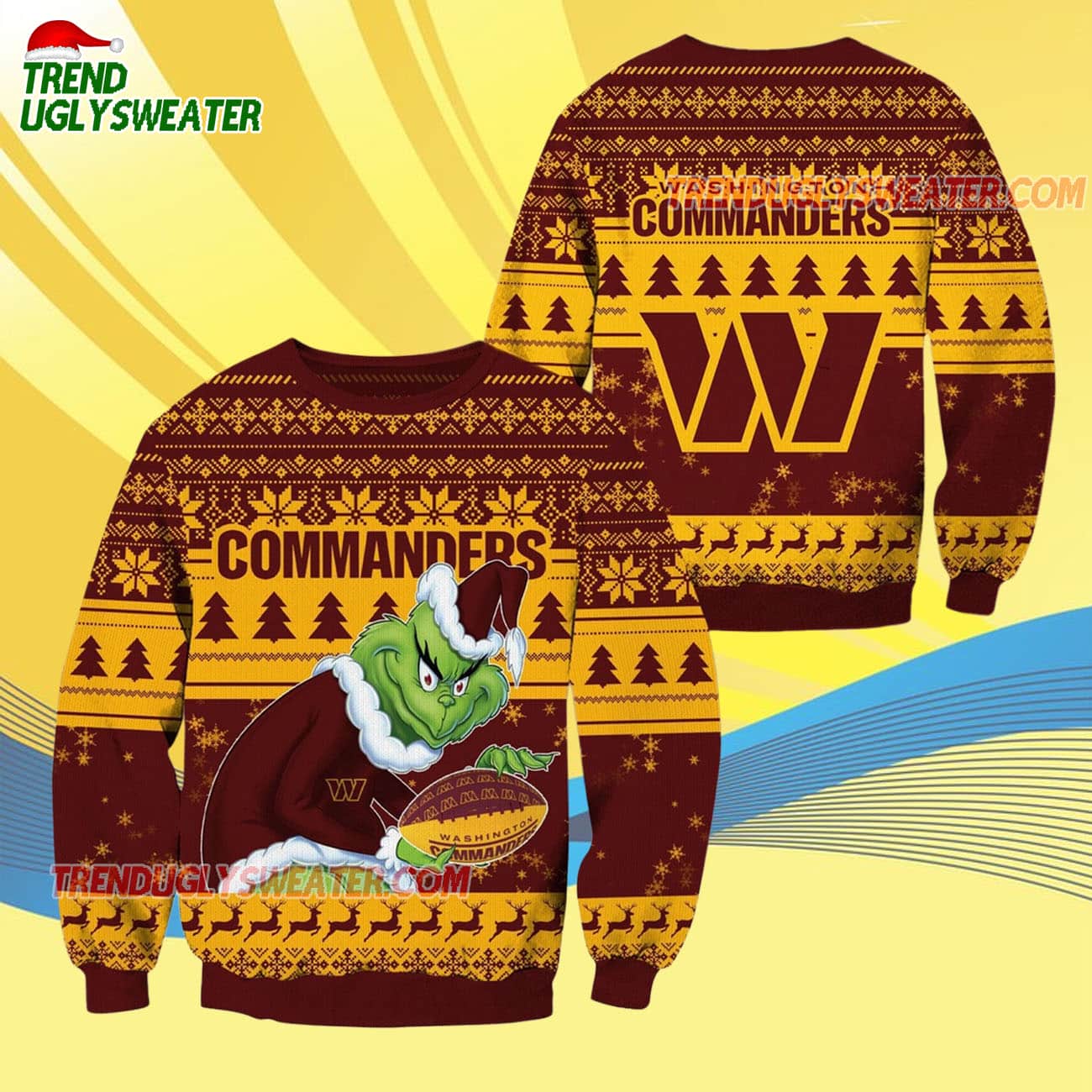 Washington Commanders Football Grinch Christmas Ugly Sweater Washington Commanders Football Grinch Christmas Ugly Sweater