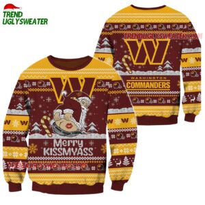 Washington Commanders Merrykissmyass Funny Santa Claus Christmas Ugly Sweater 1