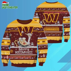 Washington Commanders Merrykissmyass Funny Santa Claus Christmas Ugly Sweater 3