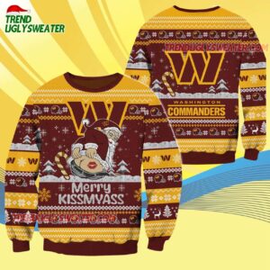 Washington Commanders Merrykissmyass Funny Santa Claus Christmas Ugly Sweater 4