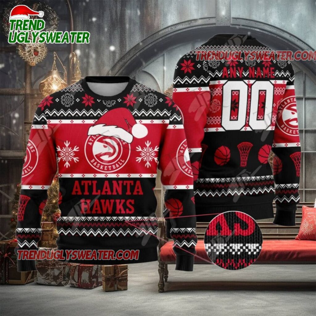 NBA Atlanta Hawks Santa Dunk Ugly Christmas Sweater