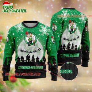 NBA Boston Celtics Sleigh Ride Hoops Ugly Christmas Sweater