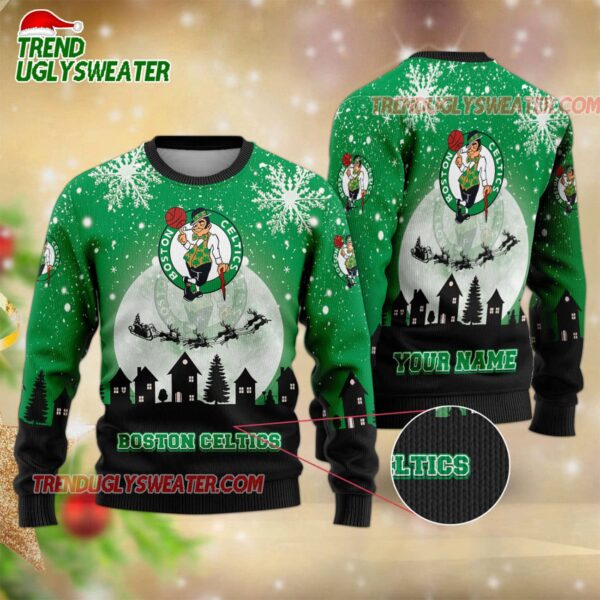 NBA Boston Celtics Sleigh Ride Hoops Ugly Christmas Sweater