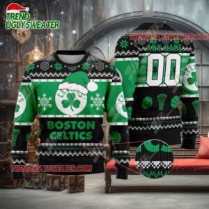 NBA Boston Celtics Snowy Shamrock Blitz Ugly Christmas Sweater