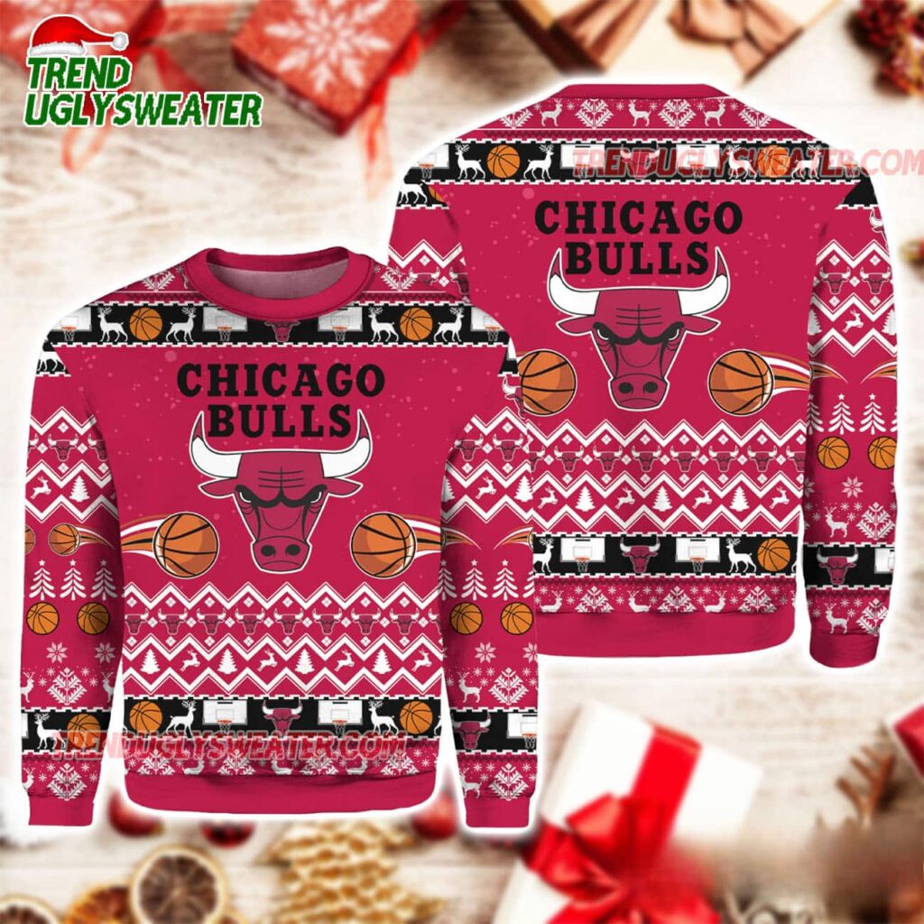 NBA Chicago Bulls Hoops Holiday Cheer Ugly Christmas Sweater