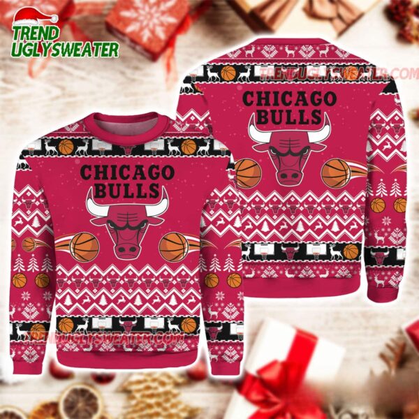 NBA Chicago Bulls Hoops Holiday Cheer Ugly Christmas Sweater