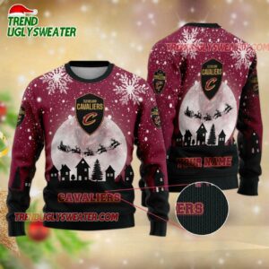 NBA Cleveland Cavaliers Moonlit Sleigh Ride Ugly Christmas Sweater