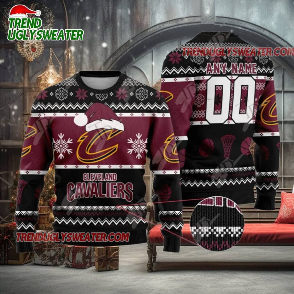 NBA Cleveland Cavaliers Snowy Court Clash Ugly Christmas Sweater