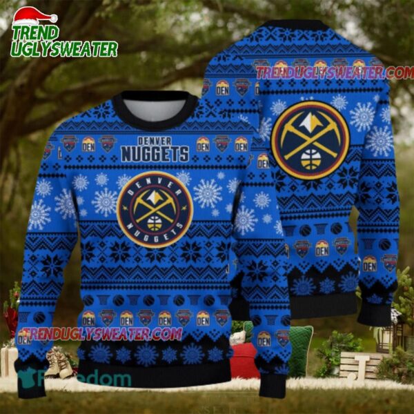NBA Denver Nuggets Snowfall Hoops Ugly Christmas Sweater
