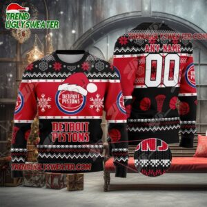 NBA Detroit Pistons Frosty Hoops Ugly Christmas Sweater