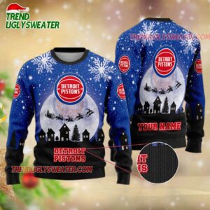 NBA Detroit Pistons Sleigh Ride Slam Ugly Christmas Sweater