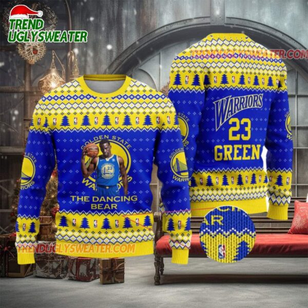 NBA Golden State Warriors Dancing Bear Holiday Ugly Christmas Sweater