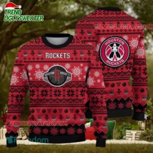NBA Houston Rockets Snowy Basketball Slam Ugly Christmas Sweater