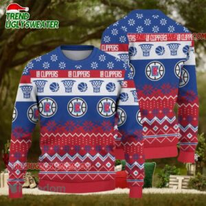 NBA La Clippers Hoops Snowflakes Ugly Christmas Sweater