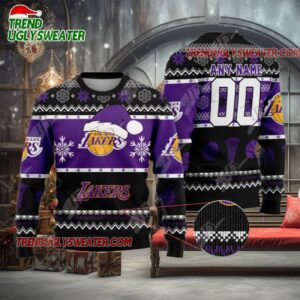 NBA Los Angeles Lakers Snowy Slam Dunk Ugly Christmas Sweater