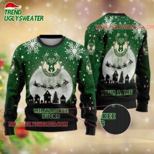 NBA Milwaukee Bucks Sleigh Ride Hoops Ugly Christmas Sweater