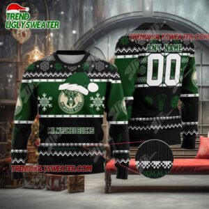 NBA Milwaukee Bucks Snowy Antler Slam Ugly Christmas Sweater