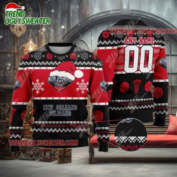 NBA New Orleans Pelicans Snowy Howl Ugly Christmas Sweater