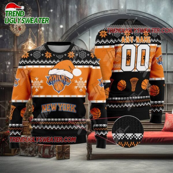 NBA New York Knicks Festive Slam Dunk Ugly Christmas Sweater