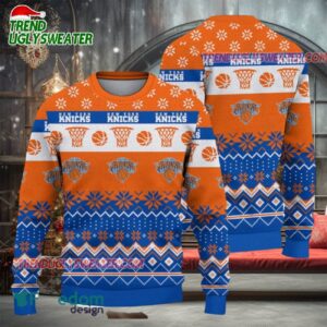 NBA New York Knicks Snowfall Hoops Ugly Christmas Sweater