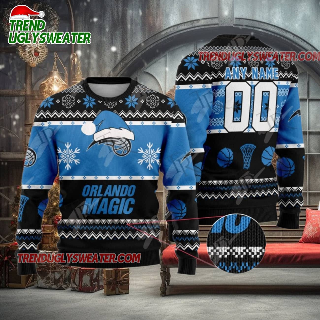 NBA Orlando Magic Snowy Hoops Ugly Christmas Sweater NBA Orlando Magic Snowy Hoops Ugly Christmas Sweater