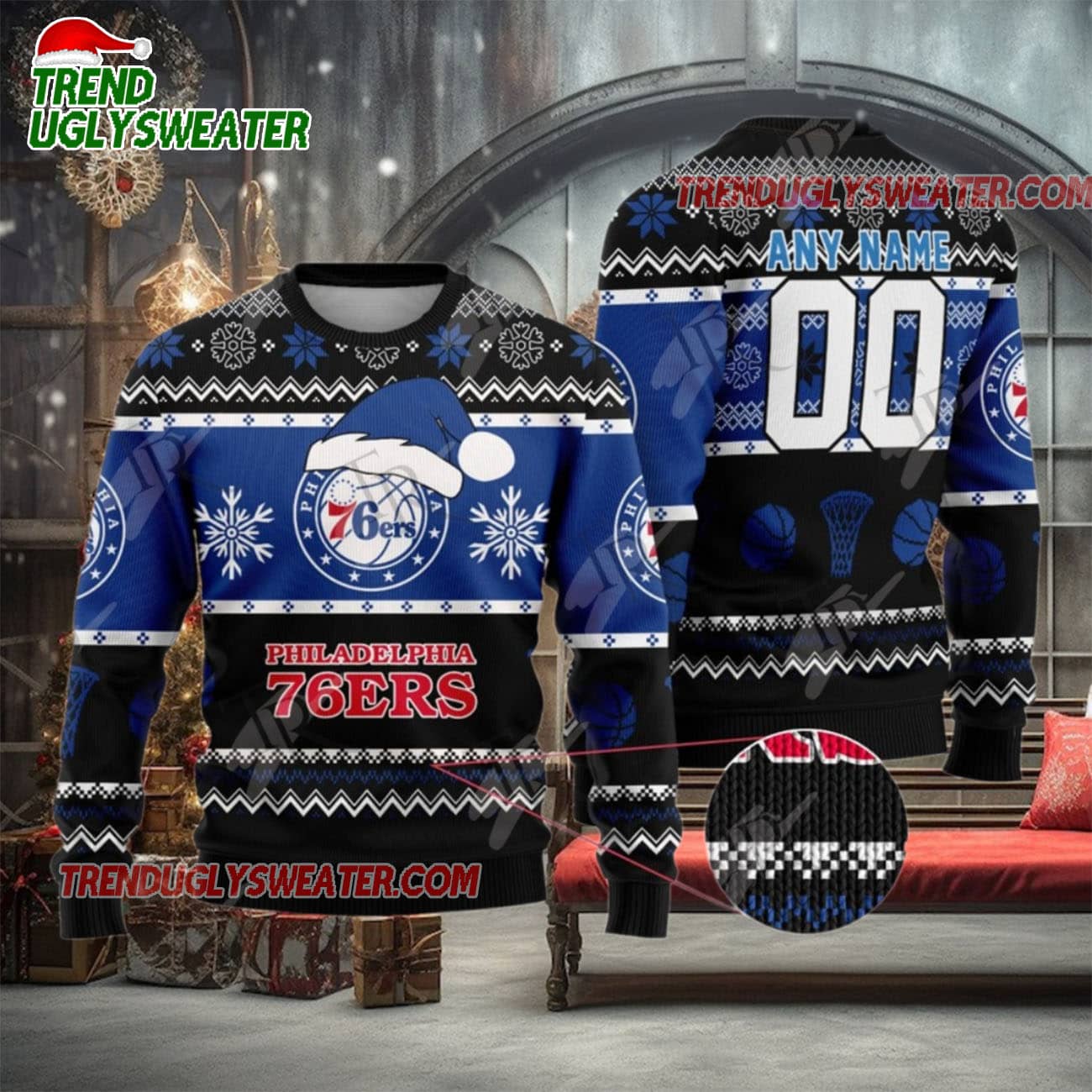NBA Philadelphia 76ers Festive Snowfall Ugly Christmas Sweater NBA Philadelphia 76ers Festive Snowfall Ugly Christmas Sweater