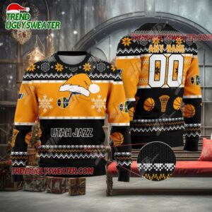NBA Utah Jazz Snowy Hoops Ugly Christmas Sweater