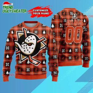 NHL Anaheim Ducks Personalized Snow Tree Ugly Christmas Sweater