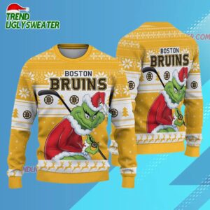 NHL Boston Bruins Ugly Sweater Grinch Christmas Sweater