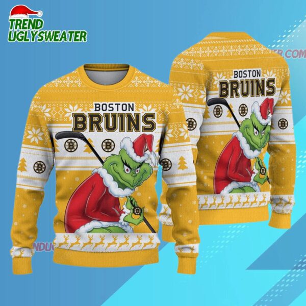 NHL Boston Bruins Ugly Sweater Grinch Christmas Sweater