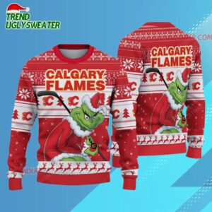 NHL Calgary Flames Ugly Sweater Grinch Christmas Sweater