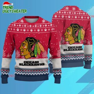NHL Chicago Blackhawks Hockey Team Design New Ugly Christmas Sweater