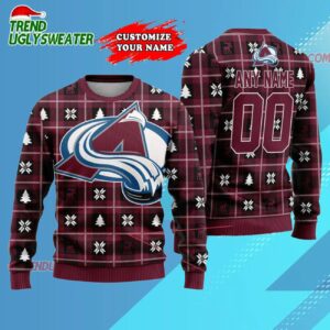 NHL Colorado Avalanche Personalized Snow Tree Ugly Christmas Sweater